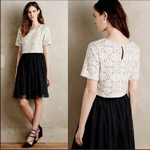 Anthropologie - Weston Wear Tulle Lace Grey White designer dress